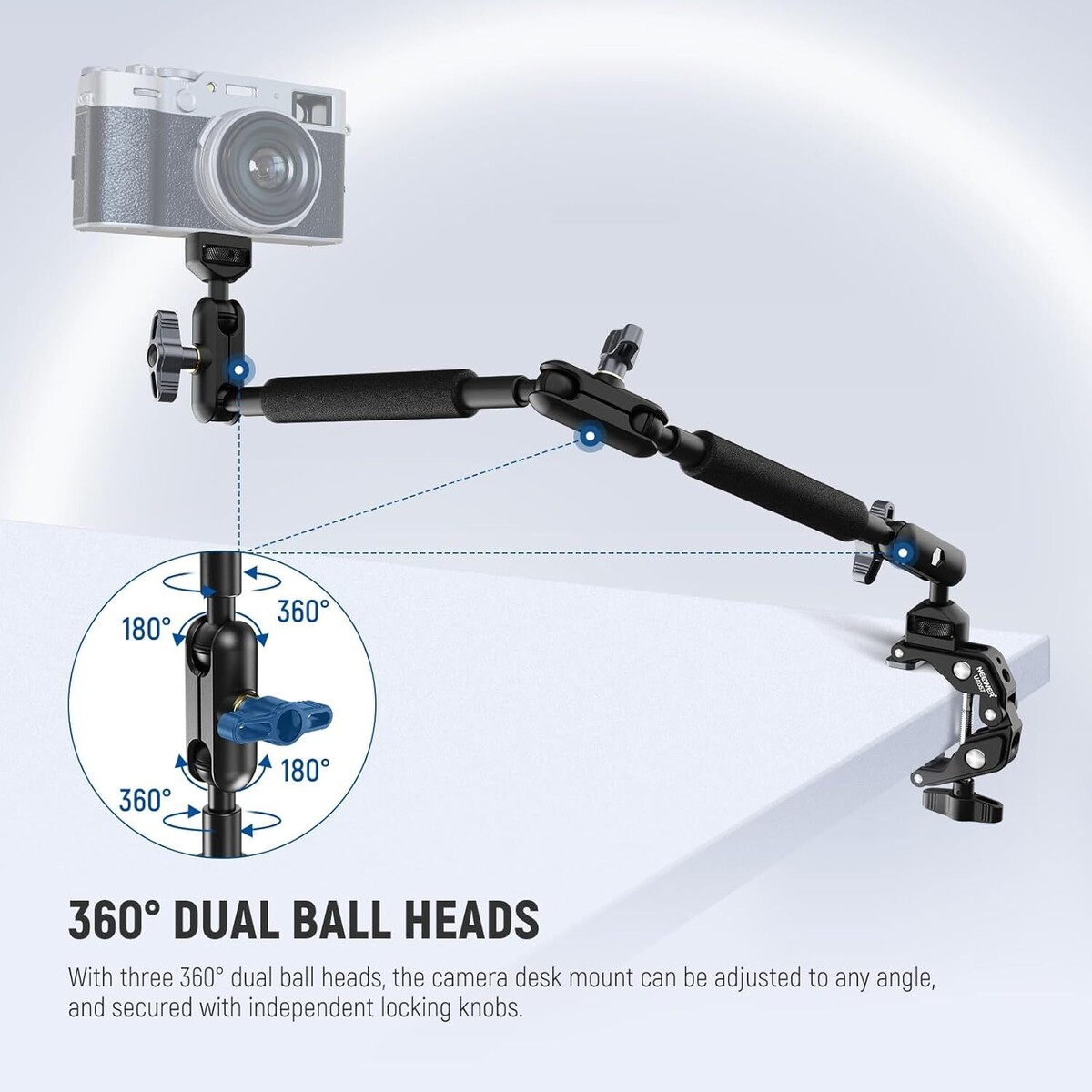 NEEWER UA057 22 (55 cm) Mafsallı Magic Arm Süper Kelepçe ve Telefon Tutucu Kiti