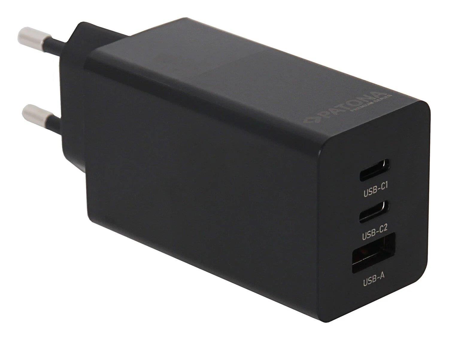 Patona Premium GaN PD65W Şarj Adaptörü - 2xUSB-C 1xUSB-A PD3.0 QC3.0