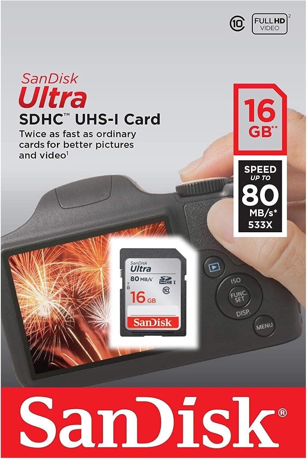 SanDisk 16GB Ultra SDHC UHS-I Class 10 80MB/sn Hafıza Kartı
