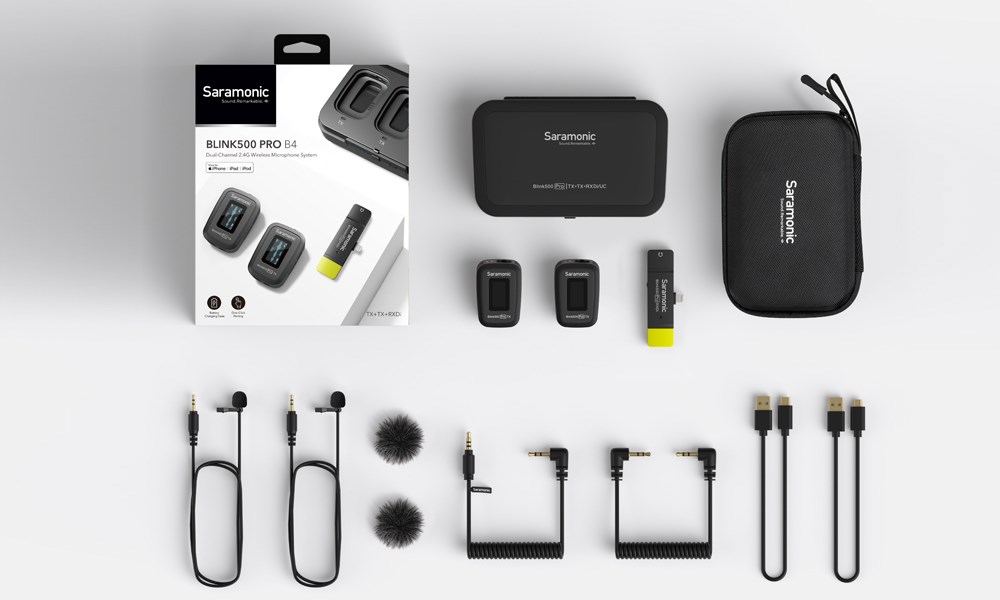 Saramonic Blink500 Pro B4 iPhone İçin iKİ Konuşmacılı Kablosuz Yaka Mikrofonu