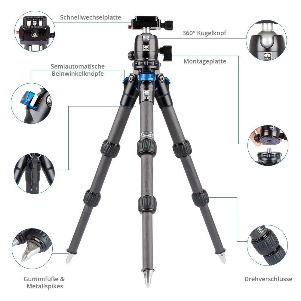 Sirui AM-223 B-00K Profesyonel Kompakt Karbon Tripod Kiti