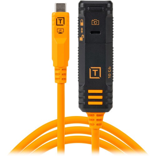Tether Tools TetherPro Optima 10G TetherBoost Locking USB-C Extension Cable (16, High-Visibility Orange)