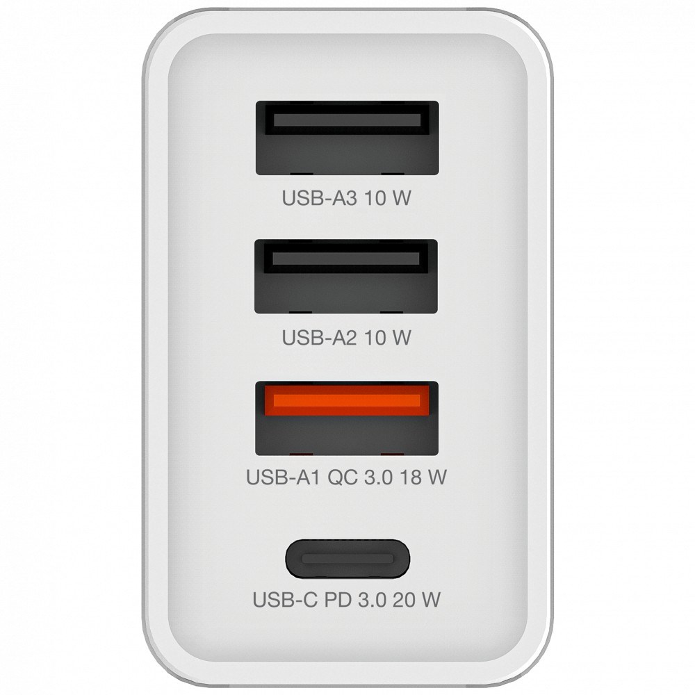 Verbatim 30W 4 Bağlantılı Usb Şarj Cihazı Beyaz 1x Usb-C® PD 20W / 1 x Usb-A QC 3.0 / 2 x Usb-A 10W (AB)-(49701)