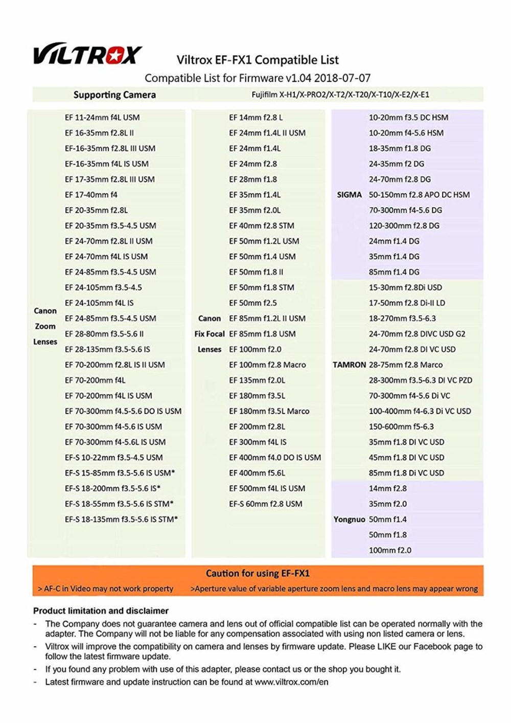 Viltrox EX-FX1 Lens Adaptörü (Canon EF/EF-S Lens - Fujifilm X Gövde)