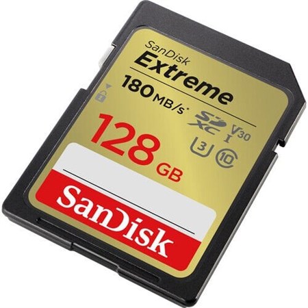 Sandisk 128GB Extreme SDXC UHS-I 180 mb/s V30 SD Hafıza Kartı
