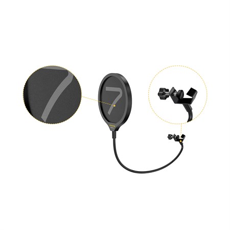 7Ryms Sr-Pf-L 360° Ayarlanabilir Mikrofon Pop Filtresi ve Çift Katmanlı Maske Kalkanı