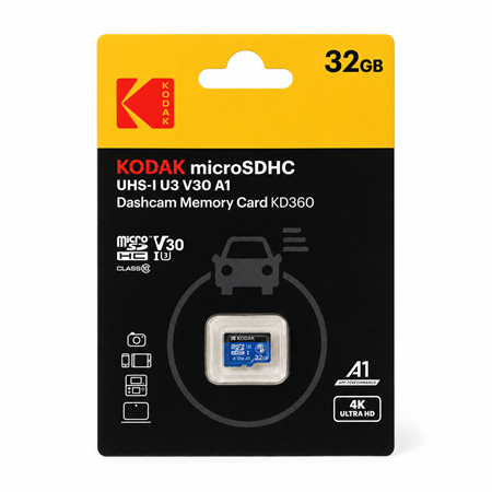 Kodak 32GB Micro SD UHS-I U3/V30/A1 Araç Kamerası İçin Micro SD Kart KD360