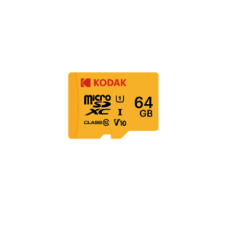 Kodak 64GB Micro SD UHS-I C10 U1 V10 Kart + Adaptör (Sarı)