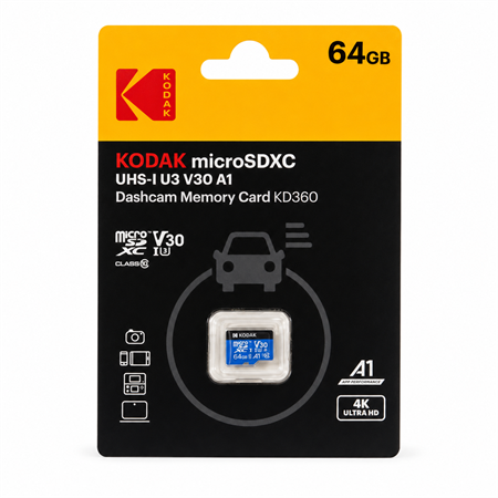 Kodak 64GB Micro SD UHS-I U3/V30/A1 Araç Kamerası İçin Kart KD360