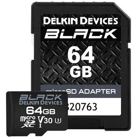 Delkin Devices 64GB BLACK UHS-I V30 MicroSDXC Hafıza Kartı + SD Adaptör