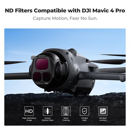 Drone Filtresi DJI Mavic 4 Pro ND Filtre Kiti 4 Adet (ND8+ND16+ND32+ND64) Çok Kaplamalı HD Optik Cam/Alüminyum Çerçeve