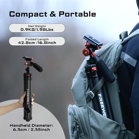 Freewell FW-T1 Carbon Fiber Real Travel Tripod