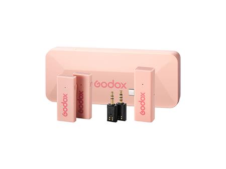 Godox MoveLink Mini Kablosuz Mikrofon Kit2 (Type-C Uyumlu/Pembe)