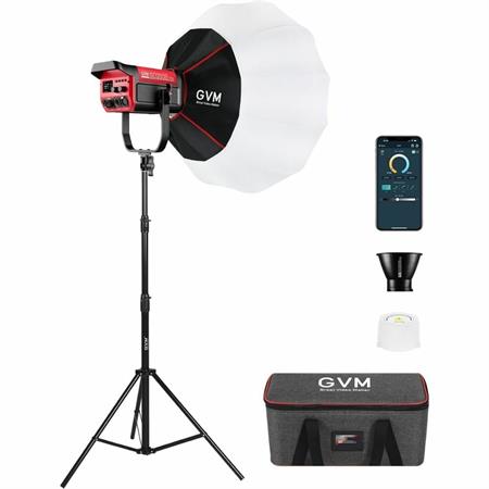 GVM Pro SD200B Bi-Color LED Video Spotlight COB Monolight with Lantern Softbox- Set 2