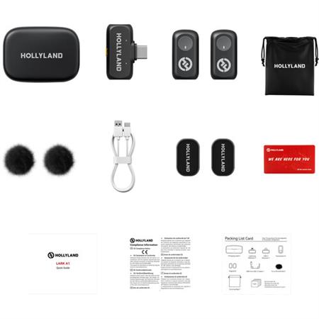 Hollyland LARK A1 Duo 2 Kişilik Kablosuz Mikrofon Seti  (USB-C, Uzay Grisi, 2.4 GHz)