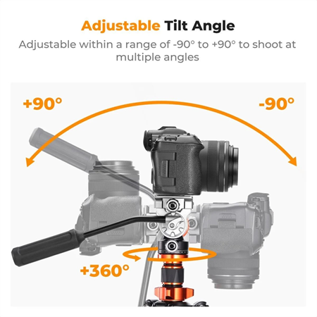 K&F Concept O255C4+FH-03 Carbon Fiber Video Tripod