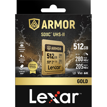 Lexar 512GB 280MB/s ARMOR GOLD Serisi SDXC UHS-II Hafıza Kartı