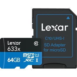 Lexar 64GB microSDXC UHS-I 633X 95mb/sn (Class 10)
