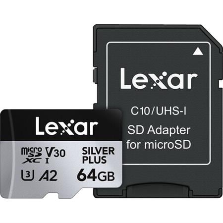 Lexar 64GB Professional SILVER PLUS UHS-I microSDXC Hafıza Kartları ve Adaptör