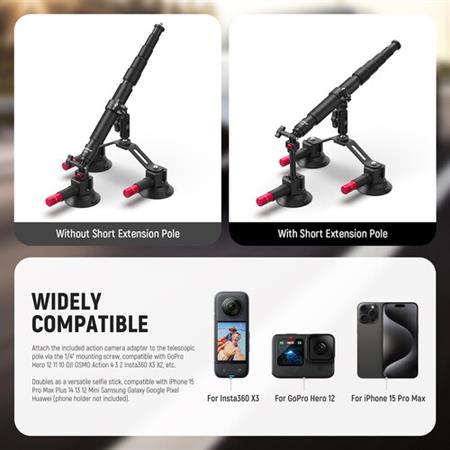 Neewer 3-in-1 Suction Cup Car Mount for Cameras