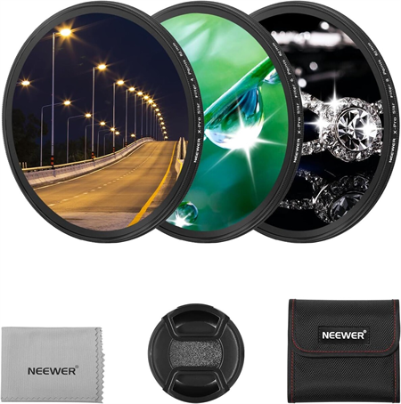 NEEWER 82mm 3lü Yıldız Filtre Kiti (4, 6, 8 Noktalı)