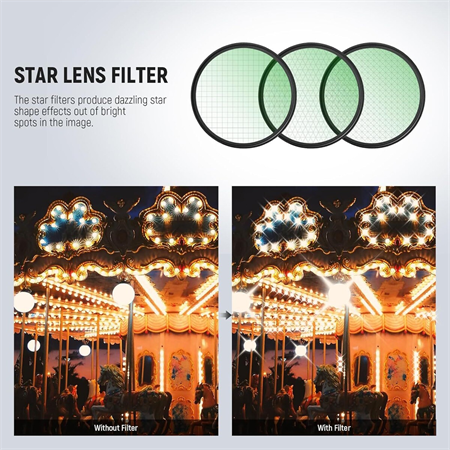 NEEWER 82mm 3lü Yıldız Filtre Kiti (4, 6, 8 Noktalı)