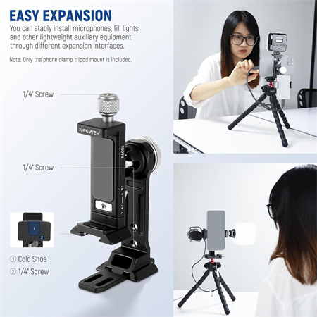 NEEWER PA002 Alüminyum Alaşımlı Döndürülebilir Akıllı Telefon Tripod Adaptörü
