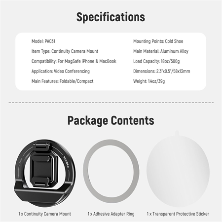 NEEWER PA031 Laptop MagsafeTutucu & Coldshoe Mount