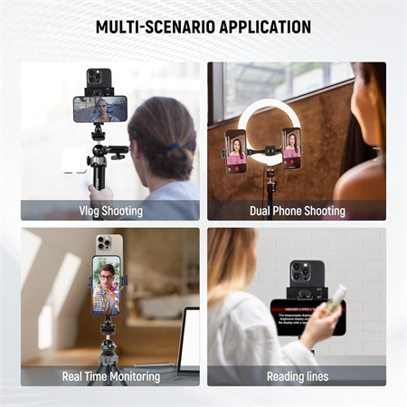 NEEWER SP-08 Metal Telefon Tripod Montaj Adaptörü (Çift Telefon Tutuculu)