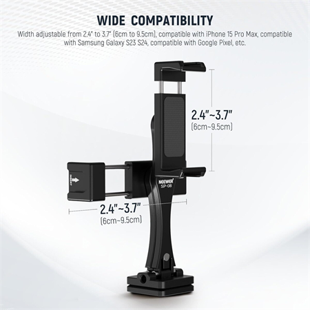 NEEWER SP-08 Metal Telefon Tripod Montaj Adaptörü (Çift Telefon Tutuculu)
