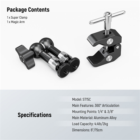 Neewer ST-15C 15cm Magic Arm & Clamp