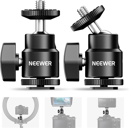 NEEWER ST17 1/4 Kamera Hot Shoe Adaptörü (Mini Bilyeli Başlık) - 2li Paket