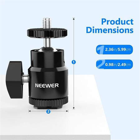 NEEWER ST17 1/4 Kamera Hot Shoe Adaptörü (Mini Bilyeli Başlık) - 2li Paket