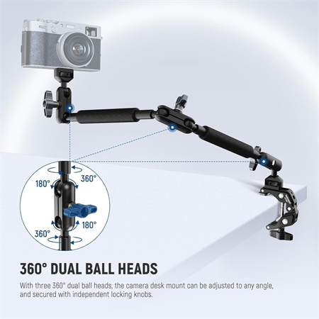 NEEWER UA057 22 (55 cm) Mafsallı Magic Arm Süper Kelepçe ve Telefon Tutucu Kiti