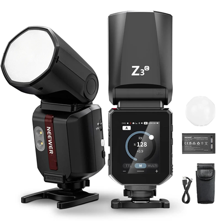 Neewer Z3R-C Canon Uyumlu 100W Yuvarlak Kafa Akülü Tepe Flaşı