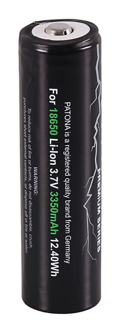 Patona 6516 Premium 18650 Cell Unprotected Sharp/Button Top 3.7V 3350 Mah