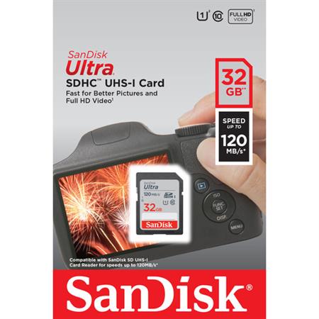 SanDisk 32GB Ultra 120 MB/s UHS-I SDHC Hafıza Kartı