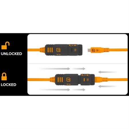 Tether Tools TetherPro Optima 10G TetherBoost Locking USB-C Extension Cable (16, High-Visibility Orange)