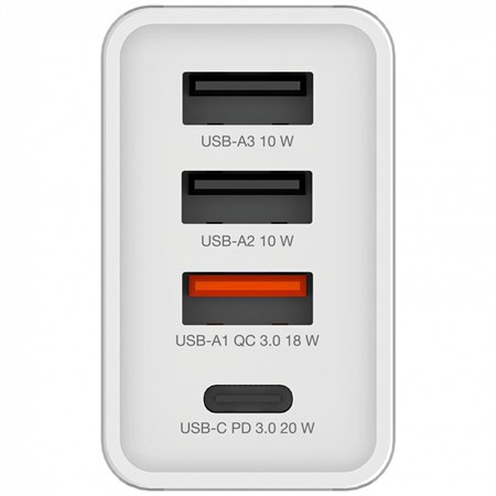 Verbatim 30W 4 Bağlantılı Usb Şarj Cihazı Beyaz 1x Usb-C® PD 20W / 1 x Usb-A QC 3.0 / 2 x Usb-A 10W (AB)-(49701)