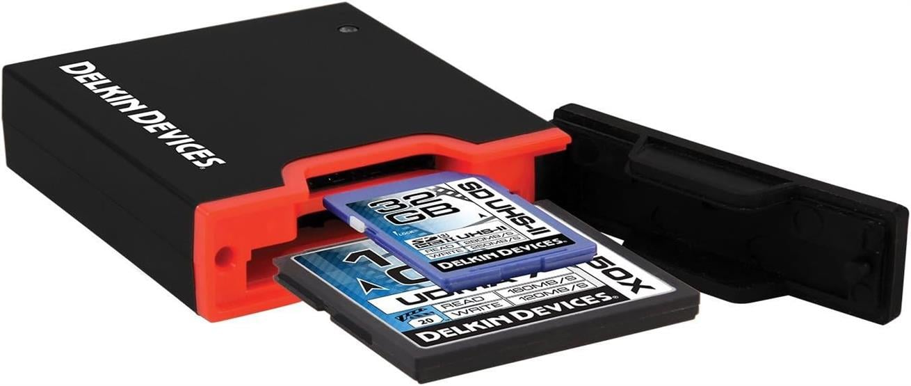 Delkin Devices USB 3.0 Çift Yuvalı SD UHS-II ve CF Hafıza Kartı Okuyucu