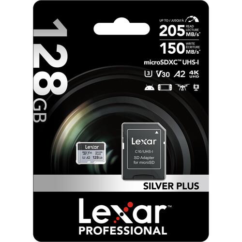 Lexar 128GB Professional SILVER PLUS UHS-I microSDXC Hafıza Kartları ve Adaptör