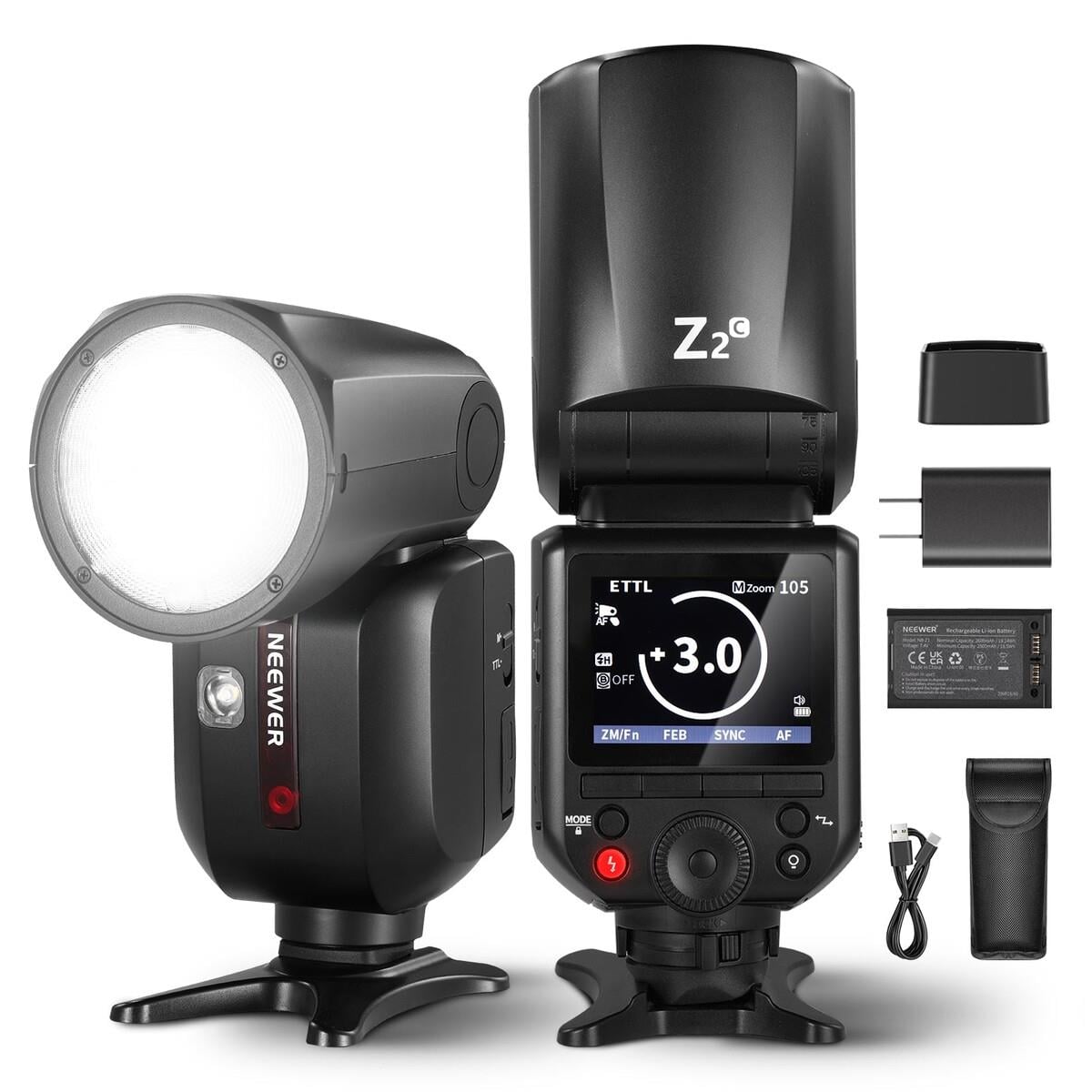 Neewer Z2-C Yuvarlak Başlıklı Bataryalı Tepe Flaşı (Canon)