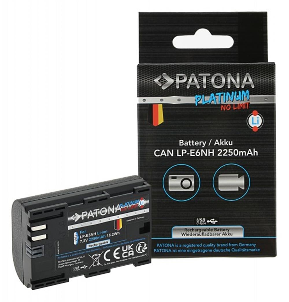 PATONA Platinum Battery with USB-C Input f. Canon EOS R5 EOS R6 R6II LP-E6NH