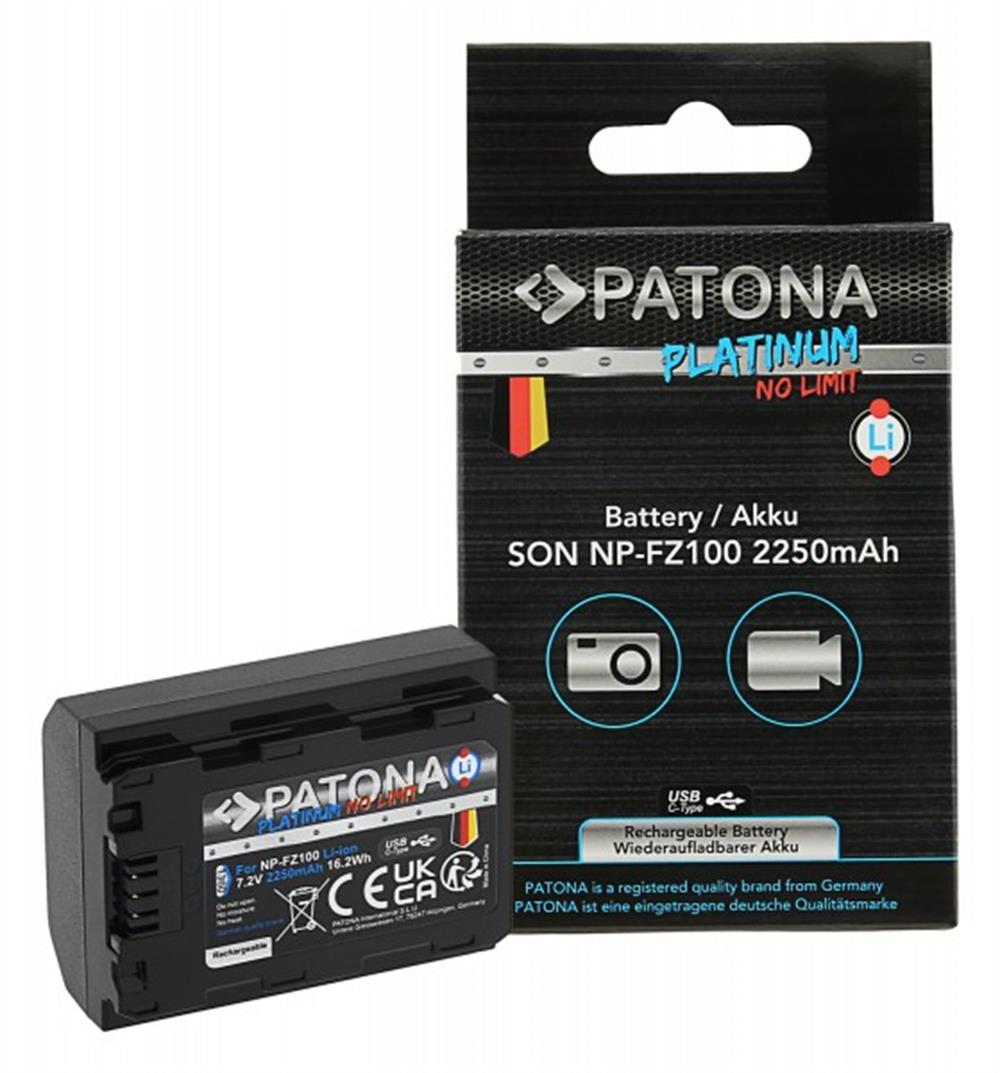 PATONA Platinum Battery with USB-C Input f. Sony NP-FZ100 A7 III A7M3 Alpha 7 III A7 R III A7RM3 Alpha 7 R III A9 Alpha 9