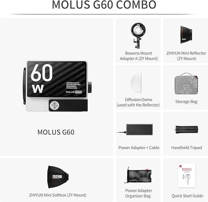 Zhiyun MOLUS G60 Combo 60W Taşınabilir Işık