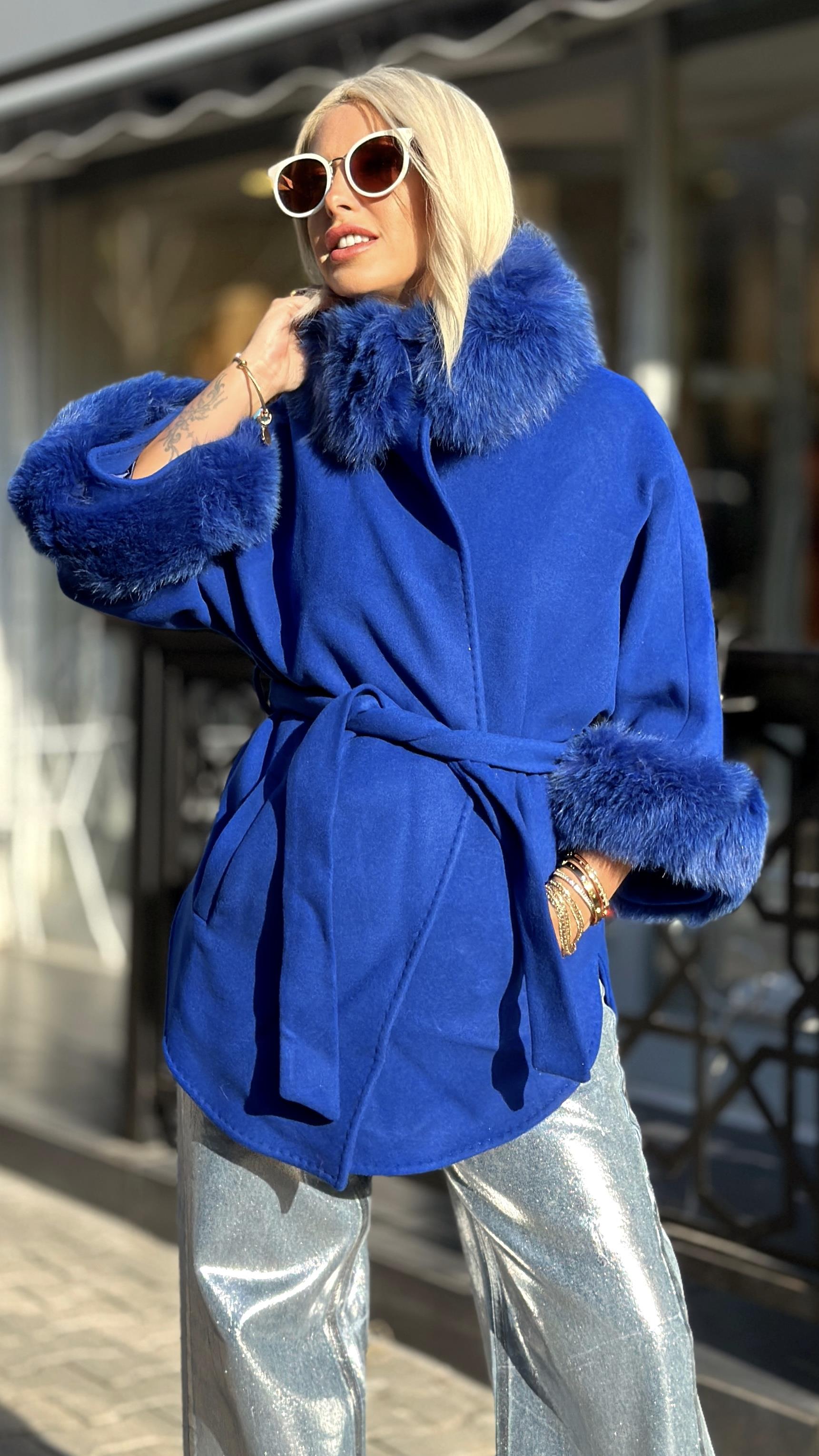 Çivit Mavi Cashmere Kaban