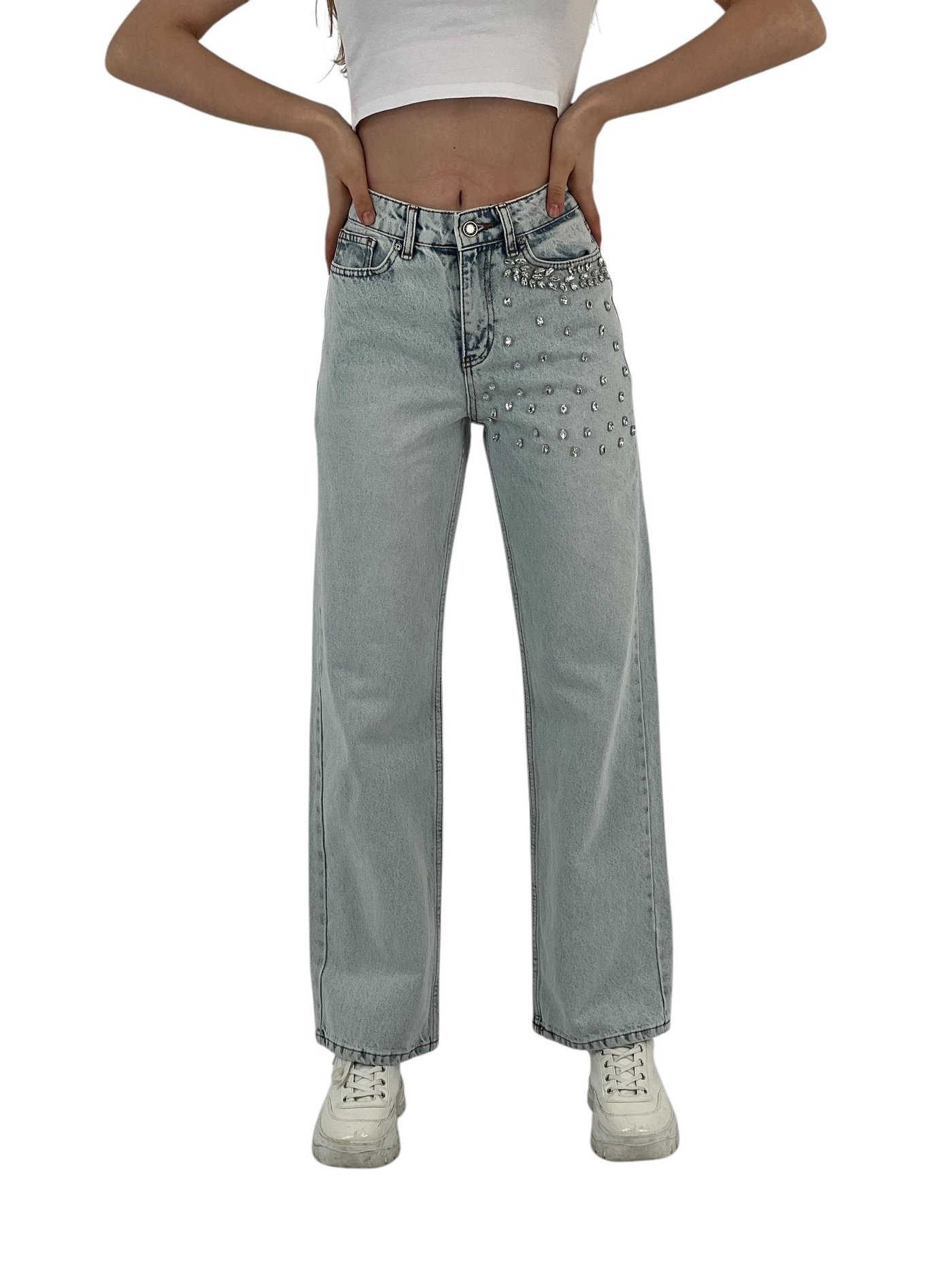 Elegant rhinestone jeans