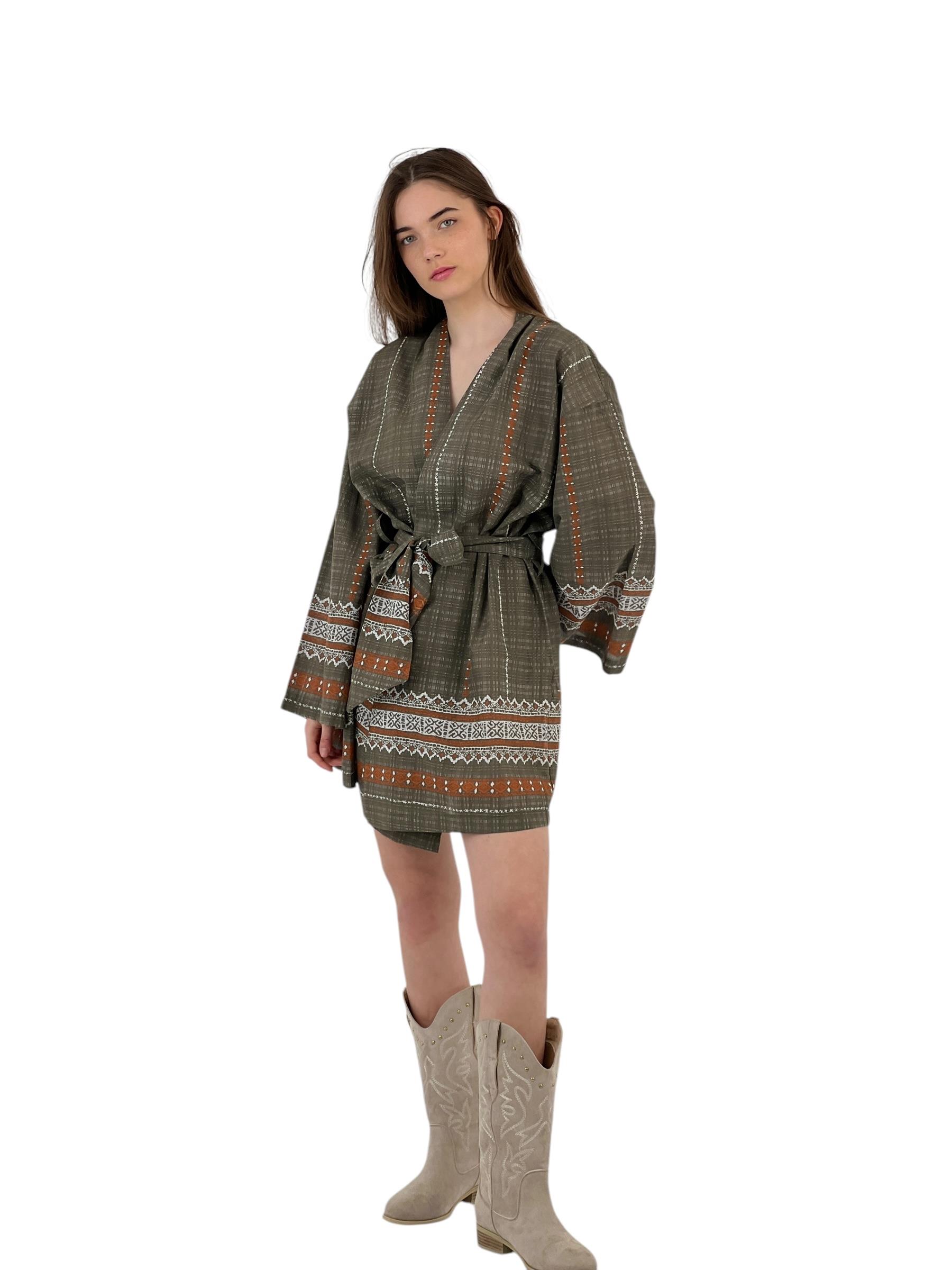 Kadın Mini Desenli Bol Yazlık Kimona&Kaftan Kadın Mini Desenli Bol Yazlık Kimona&Kaftan