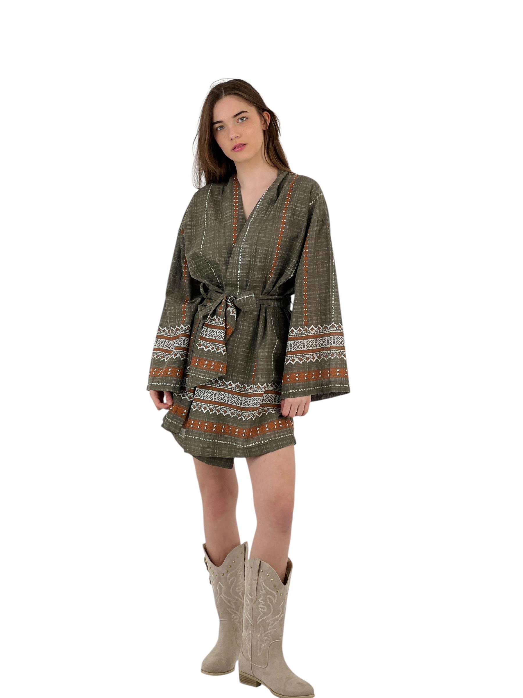 Kadın Mini Desenli Bol Yazlık Kimona&Kaftan Kadın Mini Desenli Bol Yazlık Kimona&Kaftan