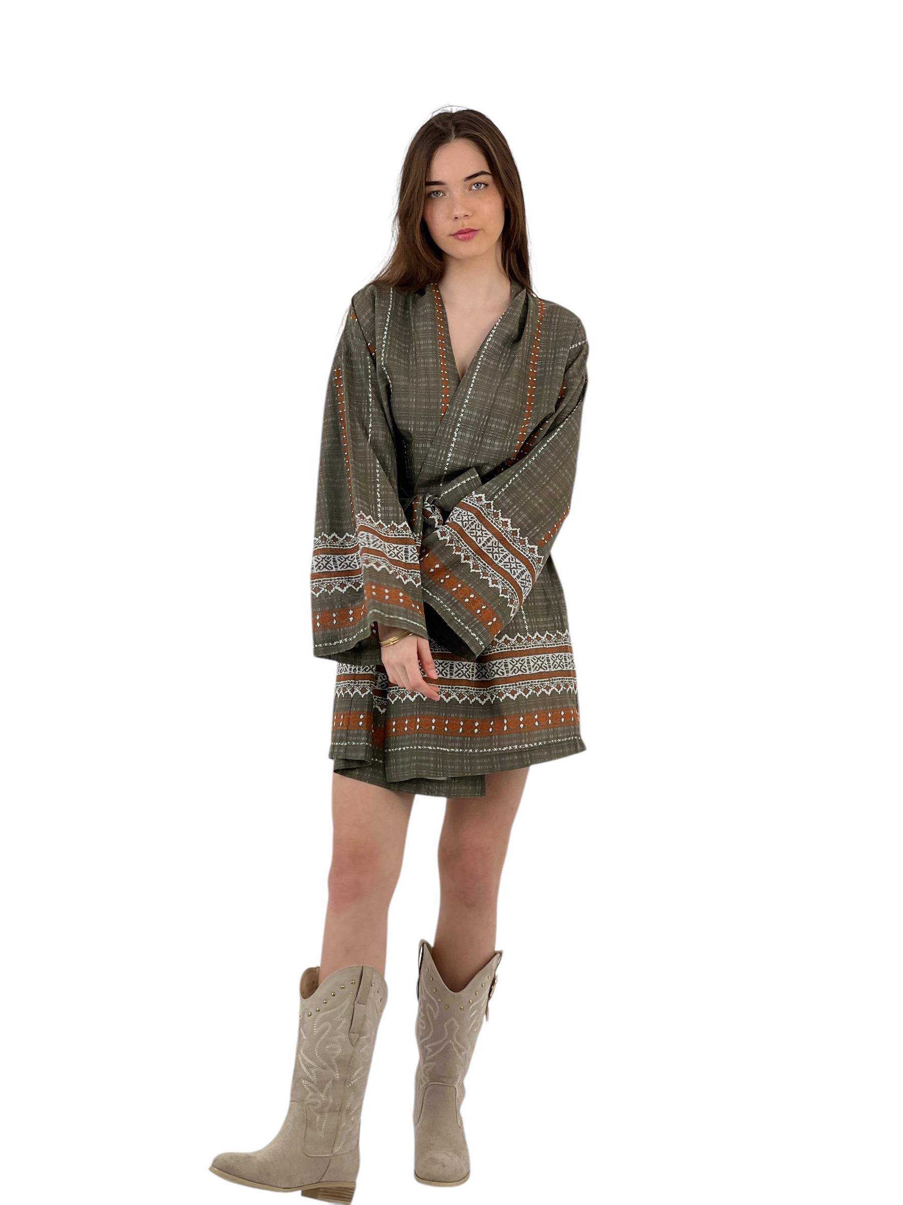 Kadın Mini Desenli Bol Yazlık Kimona&Kaftan Kadın Mini Desenli Bol Yazlık Kimona&Kaftan